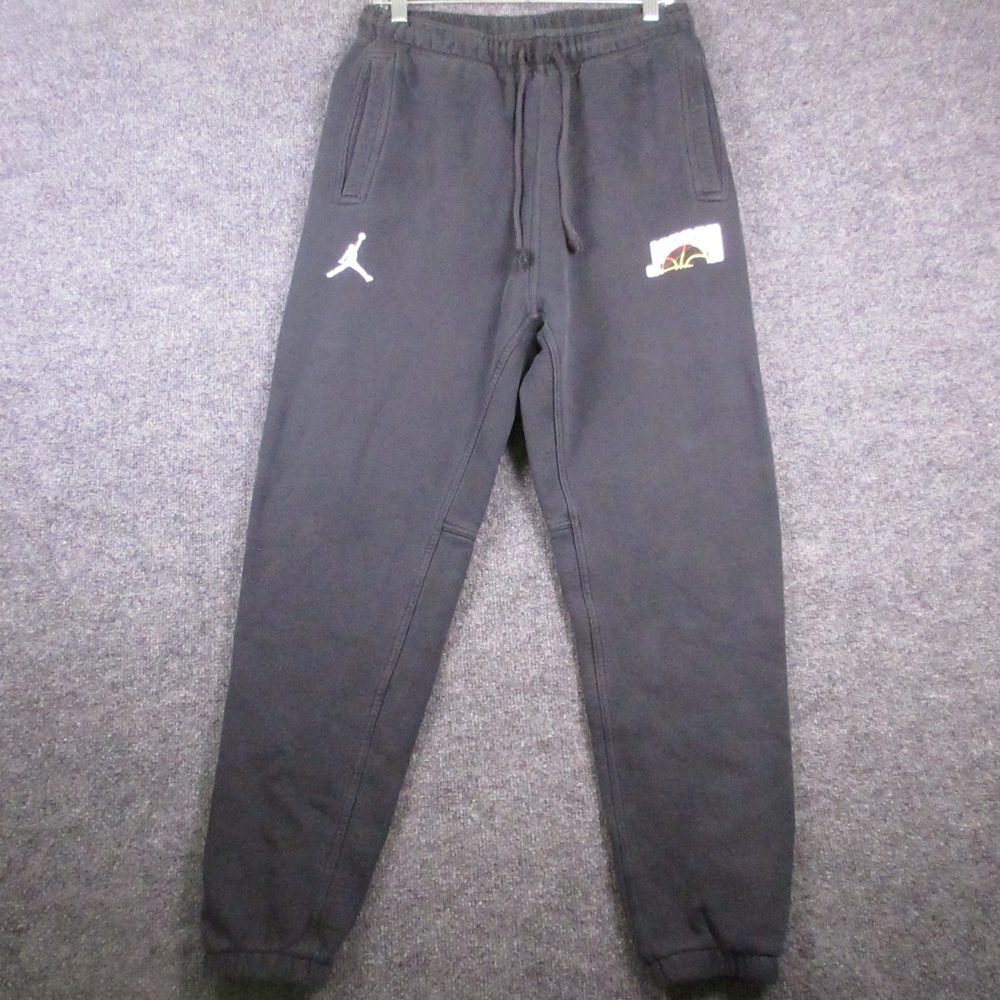 Jordan Pants Mens Medium Black Fleece Jogger Sweatpants Basketball Logo Athletic